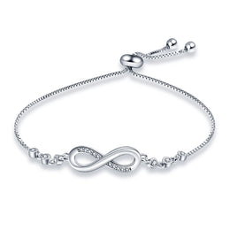 925 Sterling Silver Infinity Bracelet - Moon Zircon Charm Jewelry