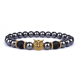 Obsidian Lion Head Charm Bracelet - Bold Beaded Energy Jewelry