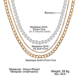 Classic Thick Chain Necklace - Layered Pearl Statement Jewelry