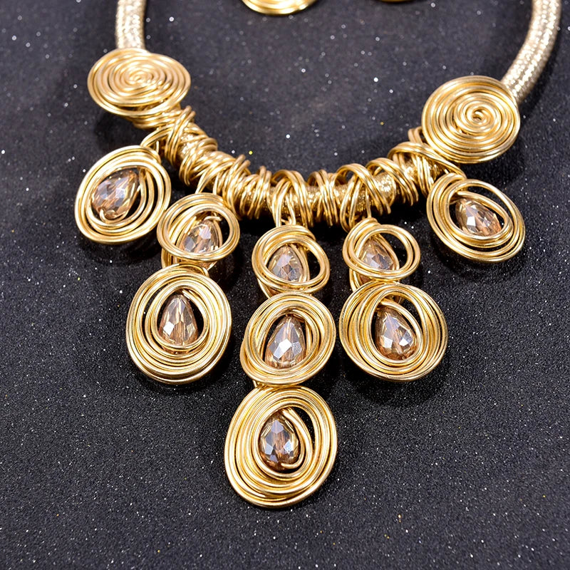 Vintage African Necklace & Earrings Set - Cultural Statement Jewelry
