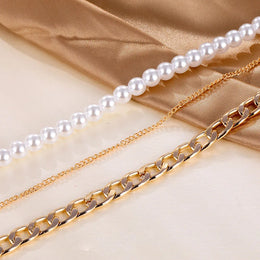 Classic Thick Chain Necklace - Layered Pearl Statement Jewelry