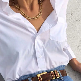 Chunky Thick Lock Chain Necklace - Bold Statement Link Jewelry