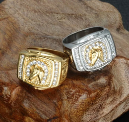Fashion Zircon Inlaid Gold Plated Ring - Punk Animal Design Men's Cocktail