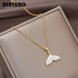 White Shell Mermaid Tail Pendant Necklace - Ocean-Inspired Statement