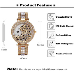 Crystal Diamond Leopard Quartz Gold Watch - Bold Fashion Statement Piece