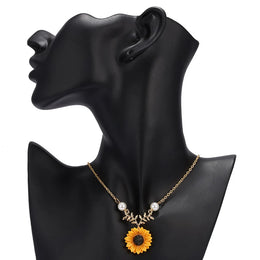 Cute Sunflower Necklace - Cheerful Floral Pendant Jewelry
