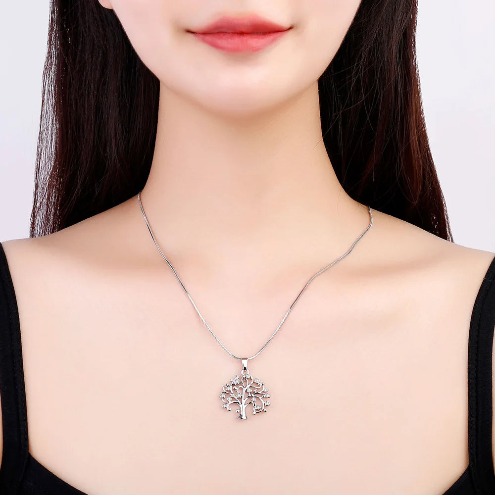 Tree of Life Pendant Necklace - Rhinestone Symbolic Jewelry