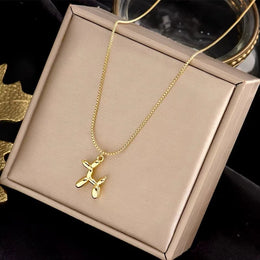 Cute Balloon Dog Pendant Necklace - Gold-Tone Statement Charm