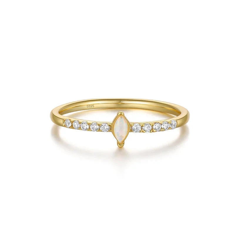 18K Gold Plated 925 Sterling Silver Ring - Zircon Geometric Wedding Band