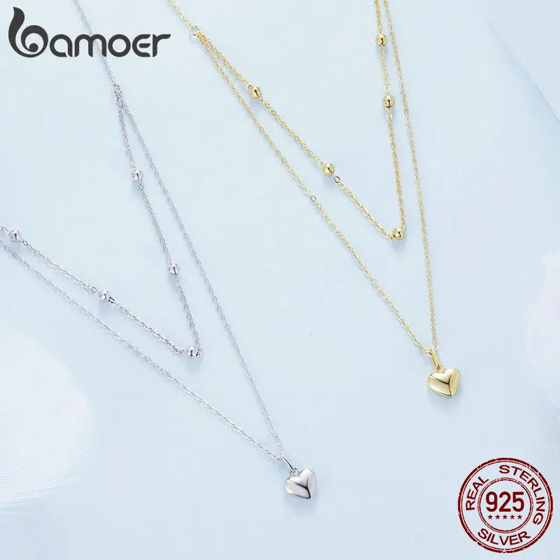 Genuine 925 Sterling Silver Double Layer Necklace - Minimalist Fine Jewelry