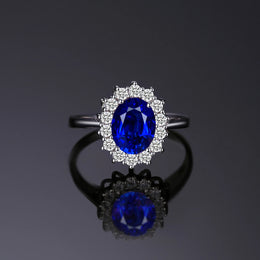 Blue Sapphire 925 Sterling Silver Ring - Oval Topaz Fine Jewelry
