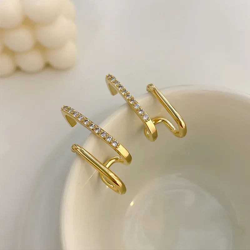 Irregular U-Shaped Gold Color Earrings - Versatile Fashion Statement Jewelry