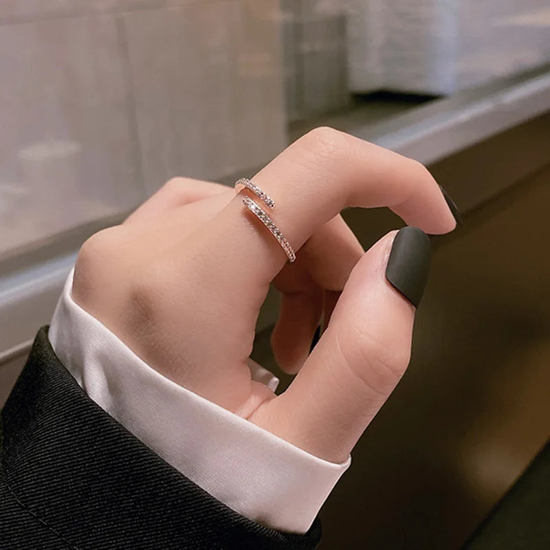 Minimalist Thin Rings with Brilliant Cubic Zircon - Delicate Stackable Bands