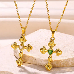 Vintage Cross Pendant Necklace - Stainless Steel Christian Jewelry
