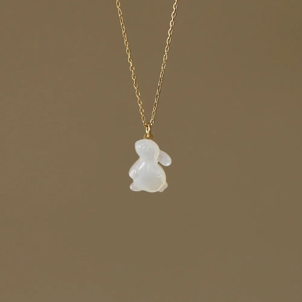 White Rabbit Gold Plated Necklace - Whimsical Animal Charm Jewelry