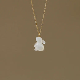 White Rabbit Gold Plated Necklace - Whimsical Animal Charm Jewelry