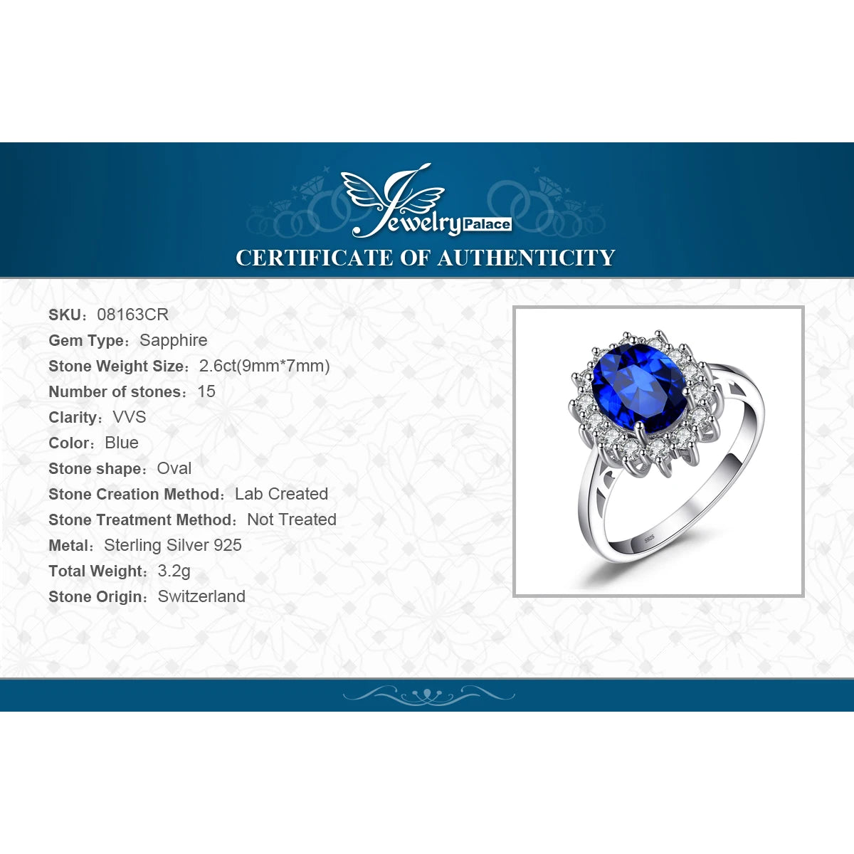 Blue Sapphire 925 Sterling Silver Ring - Oval Topaz Fine Jewelry