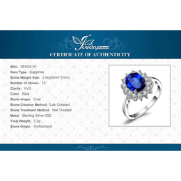 Blue Sapphire 925 Sterling Silver Ring - Oval Topaz Fine Jewelry