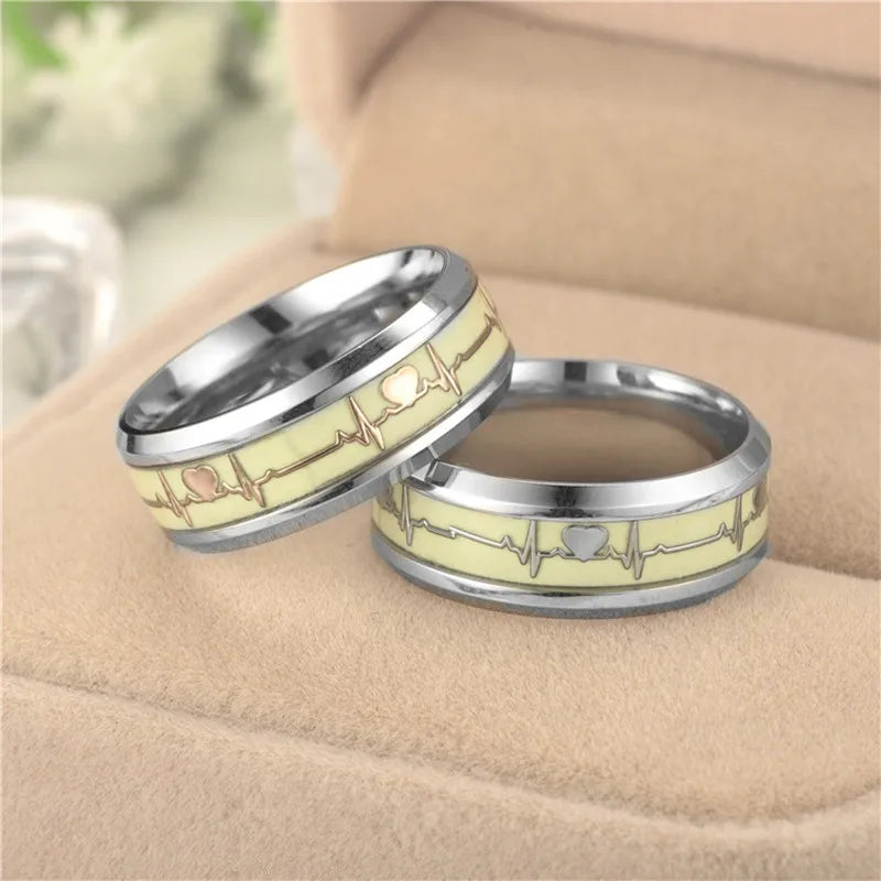 JESUS Letters Glow in the Dark Stainless Steel Ring - Faith Jewelry