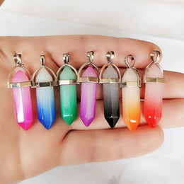 Hexagonal Column Quartz Necklace - Geometric Crystal Pendant