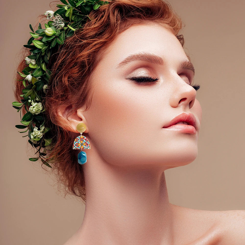 Vintage Mushroom Shaped Earrings - Geometric Acrylic Fashion Jewelry