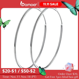 925 Sterling Silver Large Hoop Earrings - Classic Round Statement Jewelry