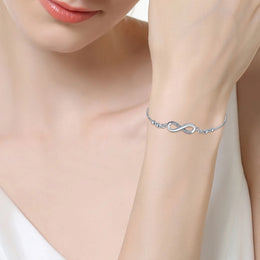 925 Sterling Silver Infinity Bracelet - Moon Zircon Charm Jewelry