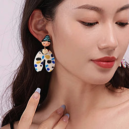 Colourful Dangle Earrings - Lightweight Acrylic Tibetan Silver Jewelry