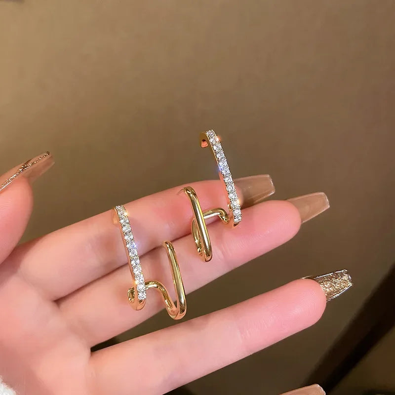 Irregular U-Shaped Gold Color Earrings - Versatile Fashion Statement Jewelry