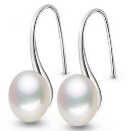 Genuine Natural Freshwater Pearl Earrings 925 Sterling Silver - Ball-Shaped Drop Jewelry