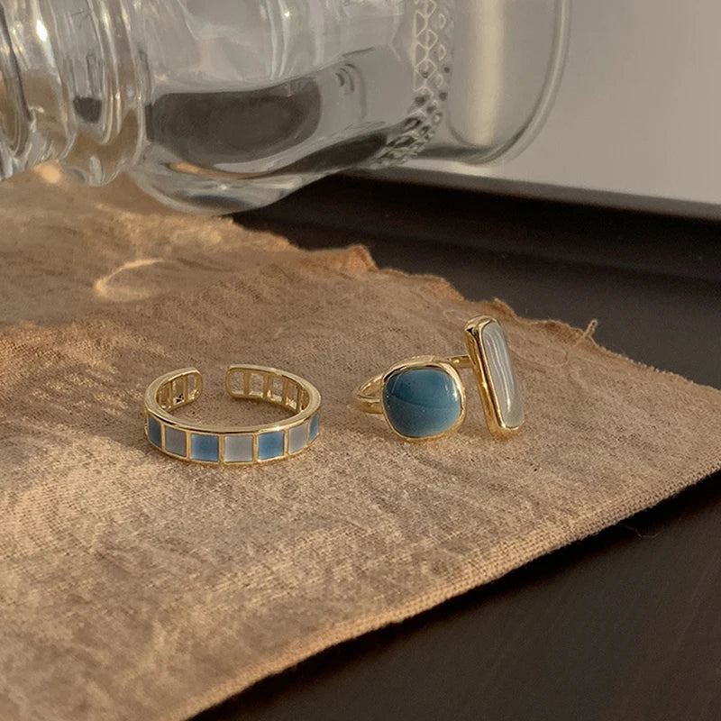Colorful Drip Glaze Open Ring - Artistic Enamel Design
