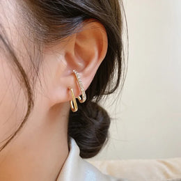 Irregular U-Shaped Gold Color Earrings - Versatile Fashion Statement Jewelry
