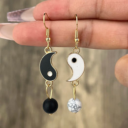 Drip Oil Yin and Yang Drop Earrings - Symbolic Statement Jewelry