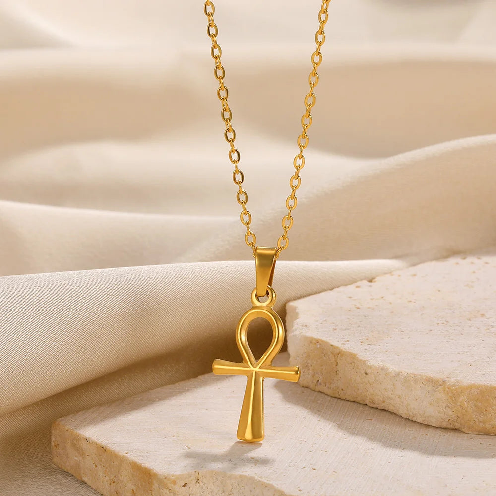 Vintage Cross Pendant Necklace - Stainless Steel Christian Jewelry