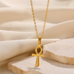 Vintage Cross Pendant Necklace - Stainless Steel Christian Jewelry