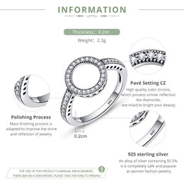 Genuine 925 Sterling Silver CZ Circle Ring - Minimalist Fine Jewelry