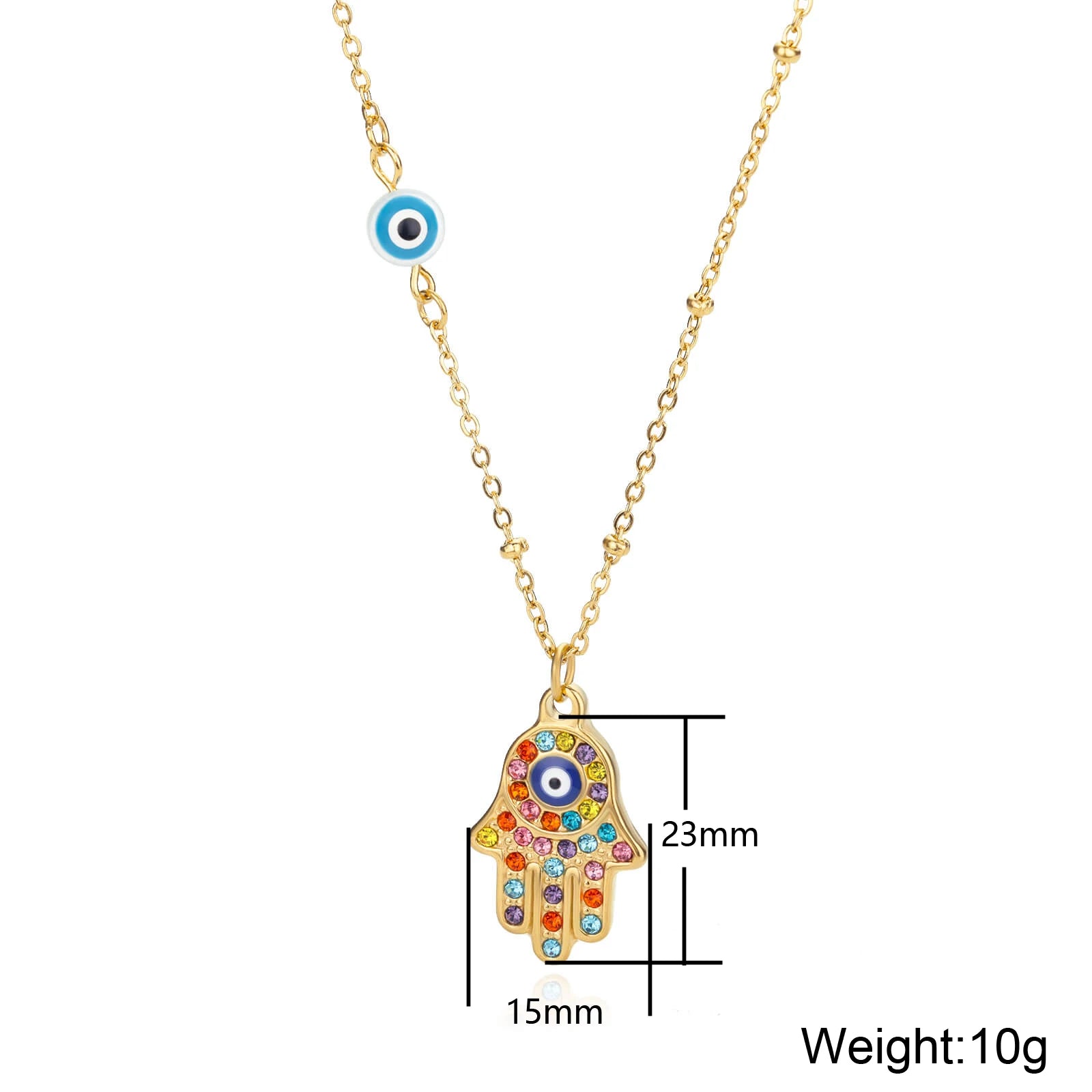 Turkish Eye Zircon Pendant Necklace - Protective Stainless Steel Charm