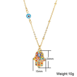 Turkish Eye Zircon Pendant Necklace - Protective Stainless Steel Charm