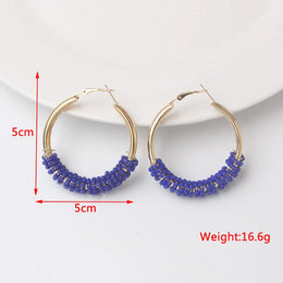 Bohemian Blue Geometric Earrings - Eclectic Statement Jewelry