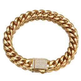 316L Stainless Steel 6mm Crystal Bangle Bracelet - Geometric Link Chain