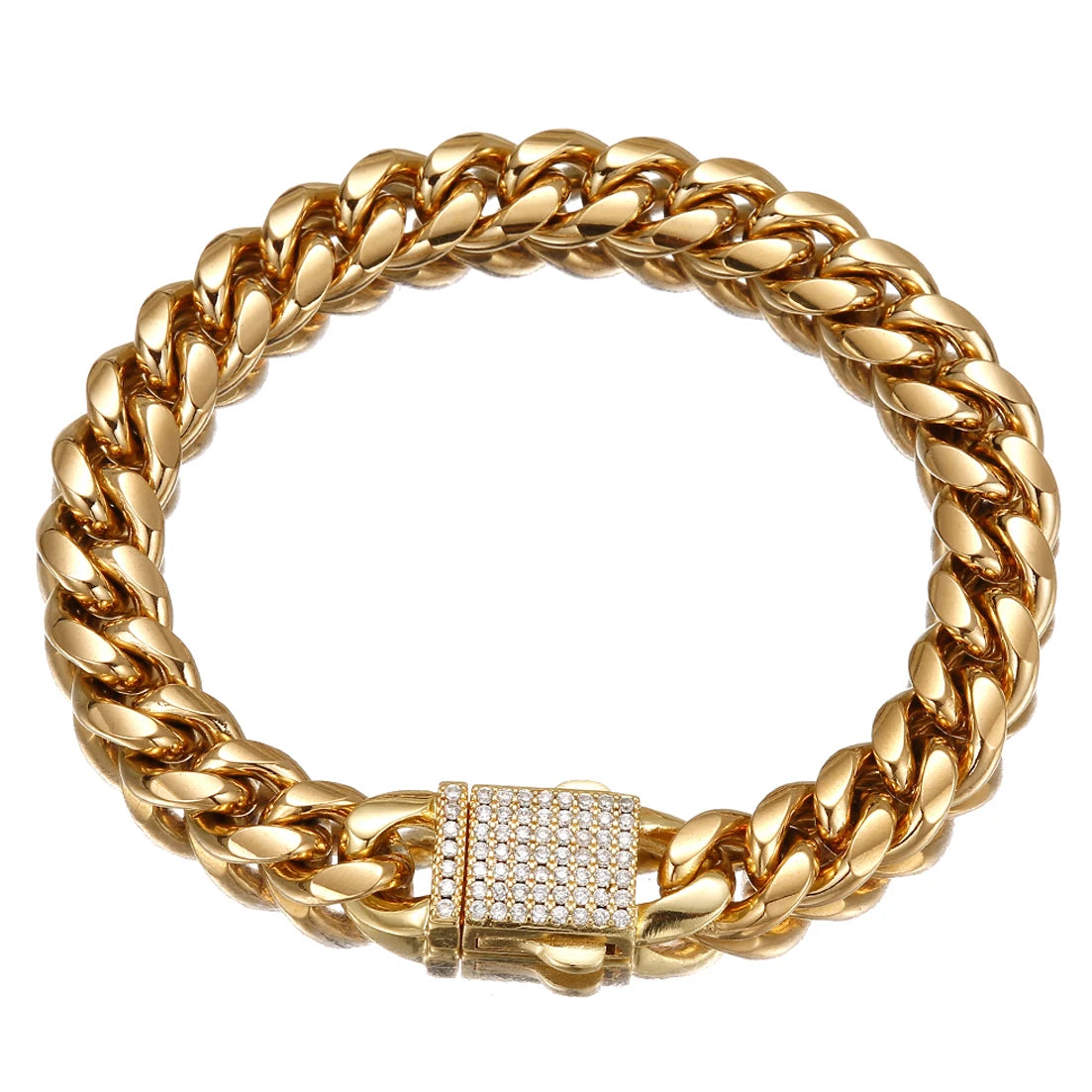 316L Stainless Steel 6mm Crystal Bangle Bracelet - Geometric Link Chain