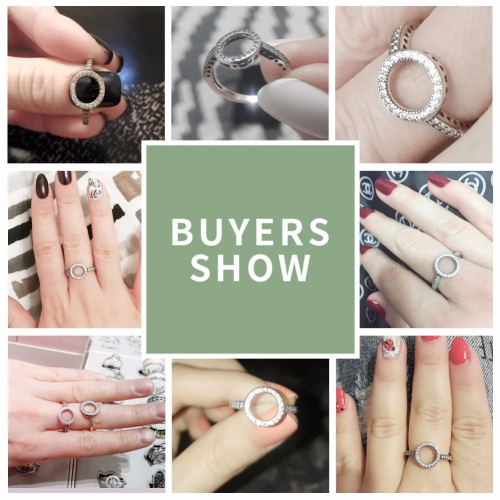 Genuine 925 Sterling Silver CZ Circle Ring - Minimalist Fine Jewelry