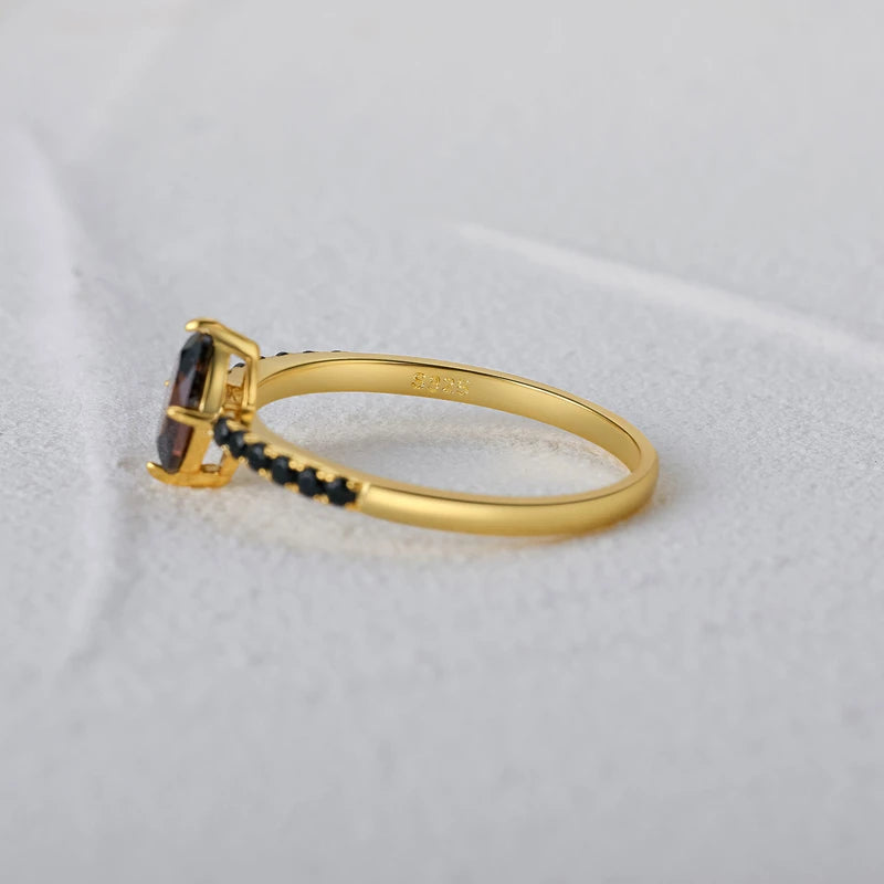Exquisite Black Crystal Ring - 925 Sterling Silver AAAAA Zircon