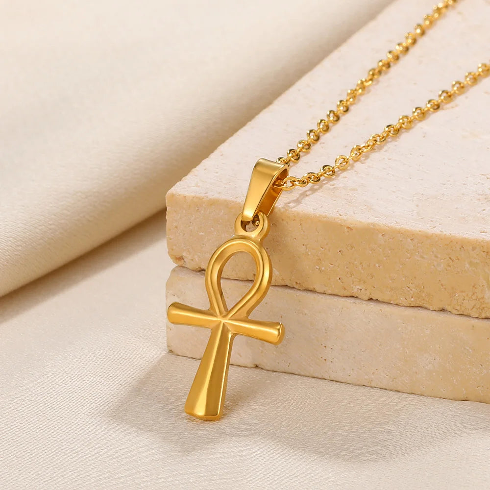 Vintage Cross Pendant Necklace - Stainless Steel Christian Jewelry