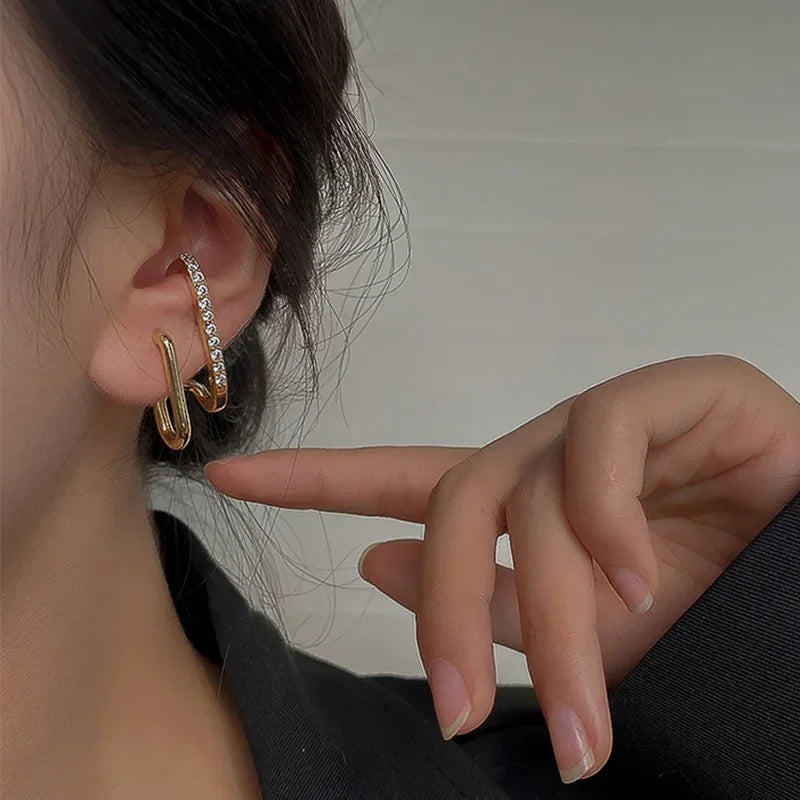 Irregular U-Shaped Gold Color Earrings - Versatile Fashion Statement Jewelry