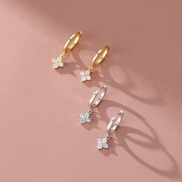925 Sterling Silver Sweet Floral Earrings - Zircon Flower Jewelry