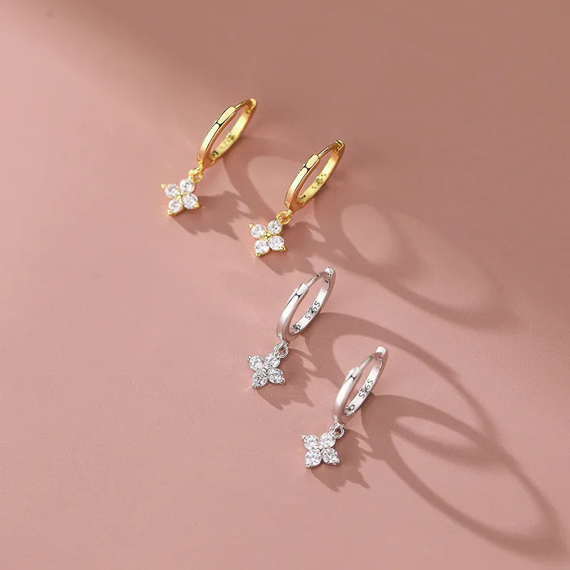 925 Sterling Silver Sweet Floral Earrings - Zircon Flower Jewelry