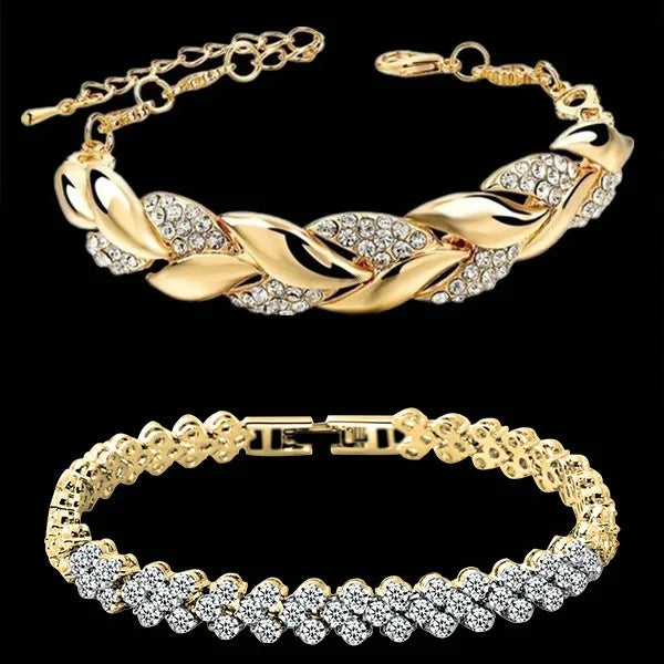 Luxury Love Braided Leaf Bracelet - Cubic Zirconia Fashion Jewelry