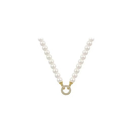 Round Pearl Circle Pendant Necklace - Geometric Modern Pearl Jewelry