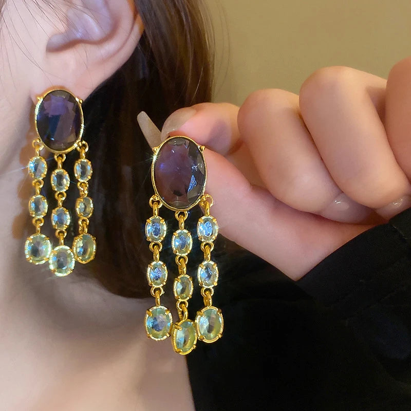 Vintage Geometric Long Dangle Earrings - Modern Statement Jewelry